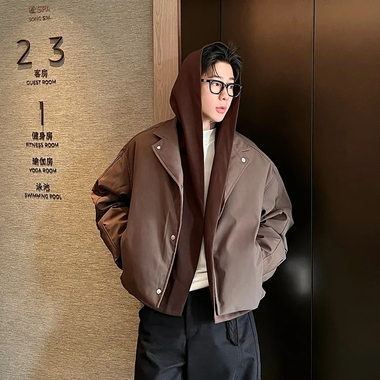 OXFREAK「城市通勤 假两件」90白鸭绒羽绒服男连帽冬季飞行员外套