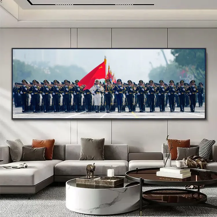 高清9月3号军事主题天安门装饰画三军仪仗队伍客厅办公室挂画海报