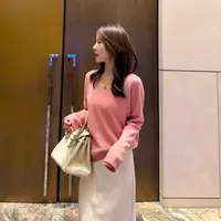 李金贤同款 秋季V领打底衫女显瘦内搭毛衣针织