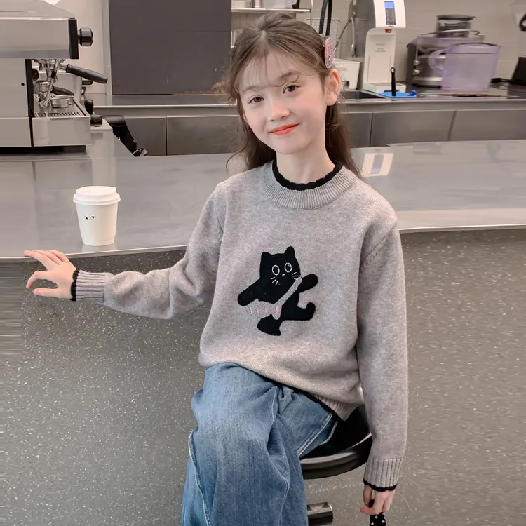 女童毛衣秋冬款2025新款洋气儿童冬装加厚针织打底衫中大童毛线衣