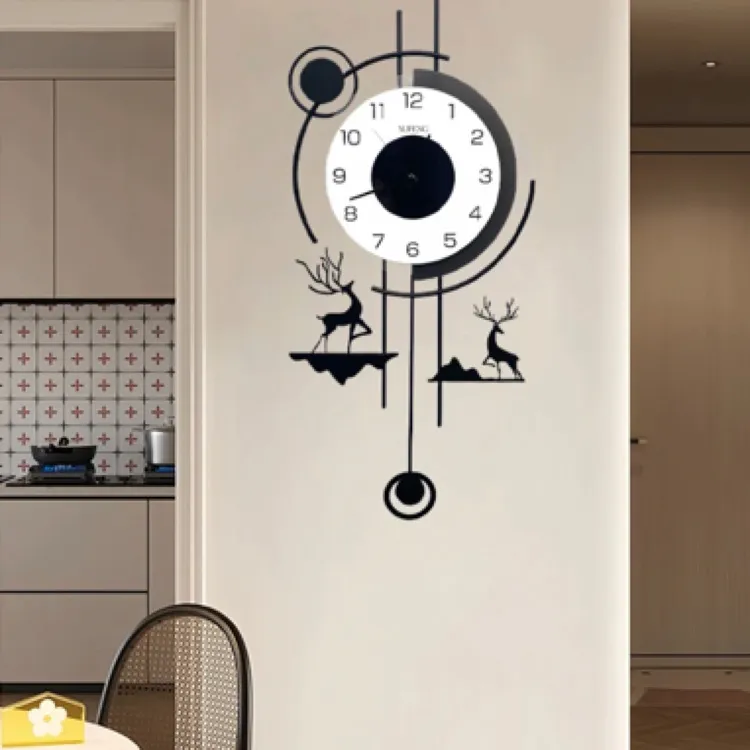 简约风格客厅餐厅卧室装饰挂钟网红静音家用轻奢风装饰钟表