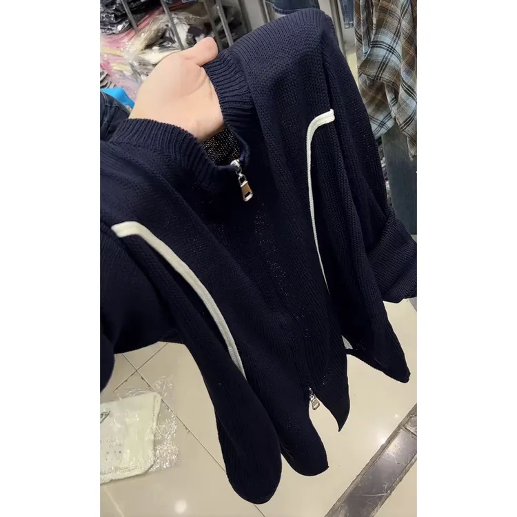 今年流行穿搭2025早秋新款温柔风套头毛针织衫拉链设计长袖上衣