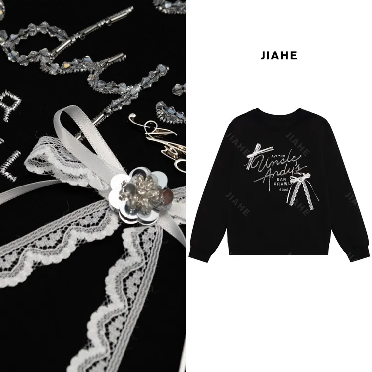 “JiaHe”【银色蝴蝶】高品质卫衣深圳南油轻奢立体绣花重工原创设计