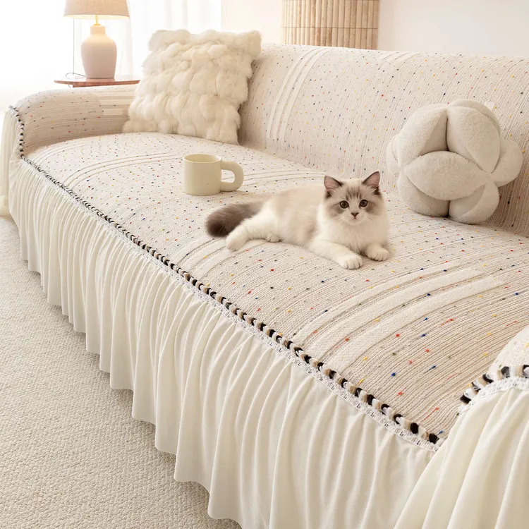 奶油风雪尼尔沙发盖布2025新款防滑全包沙发巾套罩防猫抓四季通用