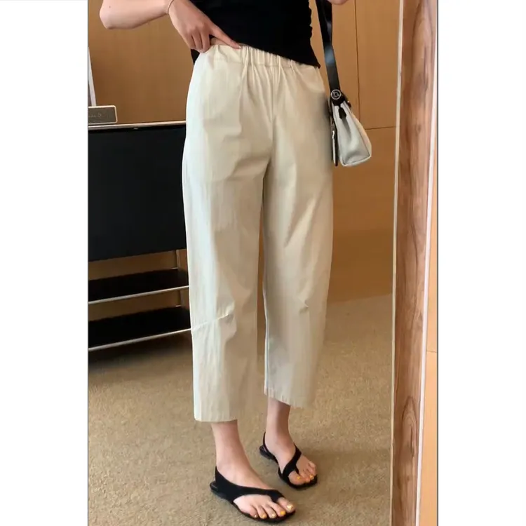 艾塔莉哈伦裤夏季透气吸汗口袋九分裤休闲裤锥形裤微弹力束脚裤女