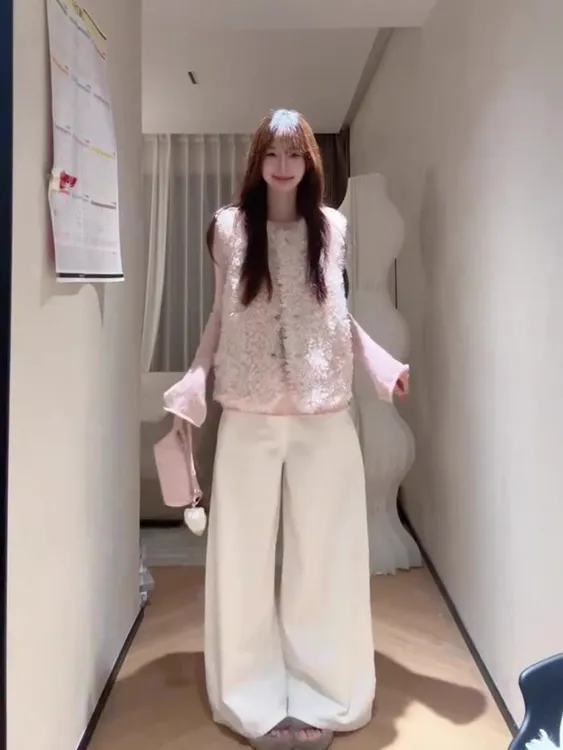 巨好看的冬季一整套姐系贵感套装女针织衫叠穿马甲背心外套两件套