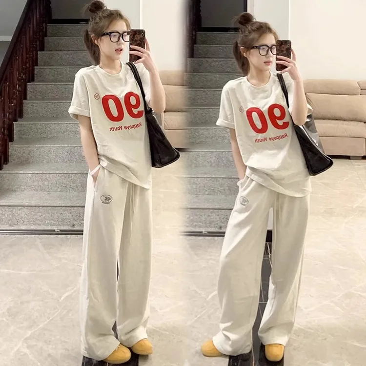 短袖长裤套装女装休闲运动服夏季16洋气15-18岁高中生一整套衣服