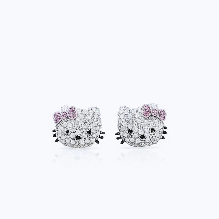 BTSP S925银针凯蒂猫hellokitty高街满钻耳钉