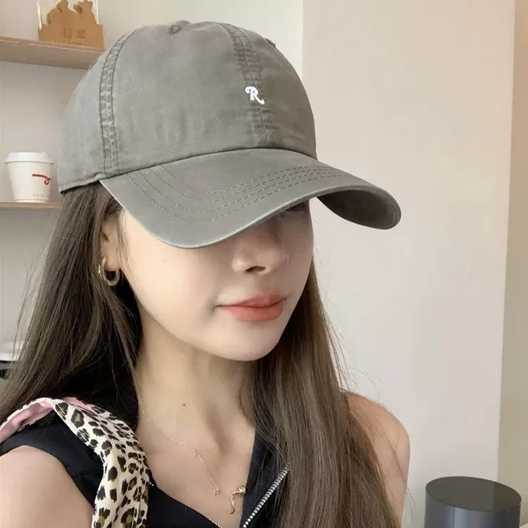 【小R标】棒球帽休闲百搭字母刺绣软顶鸭舌帽水洗运动帽子遮阳帽