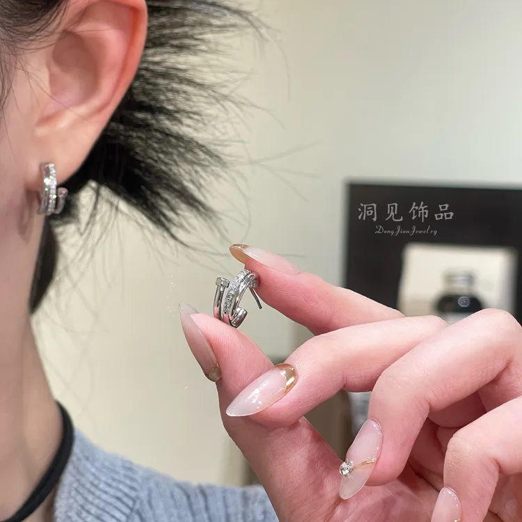【雅致古典】耳饰耳简约日韩百搭法式银色情侣耳环ES537