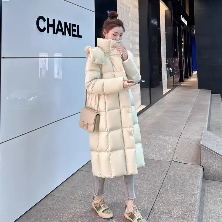 冬季新款加厚棉服女长款修身显瘦连帽ins棉衣女中长款时尚外套潮