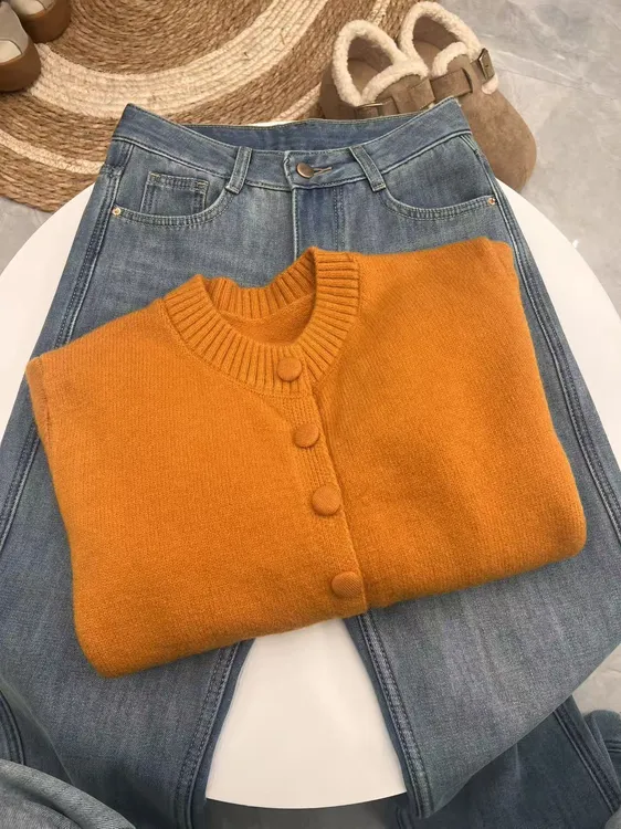 2025秋冬新款高级感毛衣开衫针织衫女宽松显瘦长袖上衣