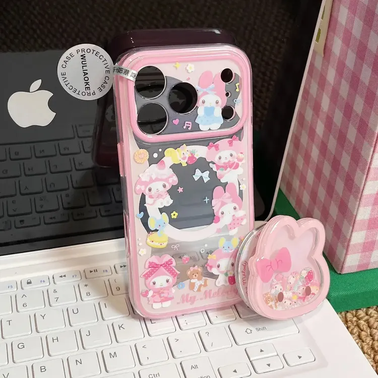 磁吸2合1双层粉色美乐蒂一体ai按键适用苹果iPhone17promax手机壳