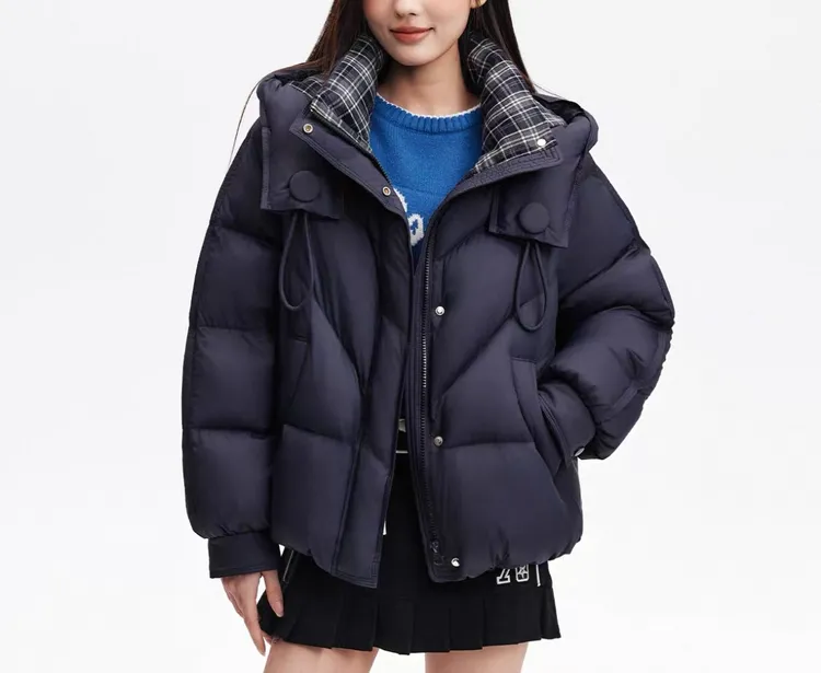 F3085羽绒服女款2025年冬季新品时尚休闲简约百搭连帽保暖厚外套