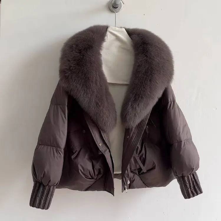 2025冬季女大毛领保暖厚款短款气质时尚可拆卸羽绒服