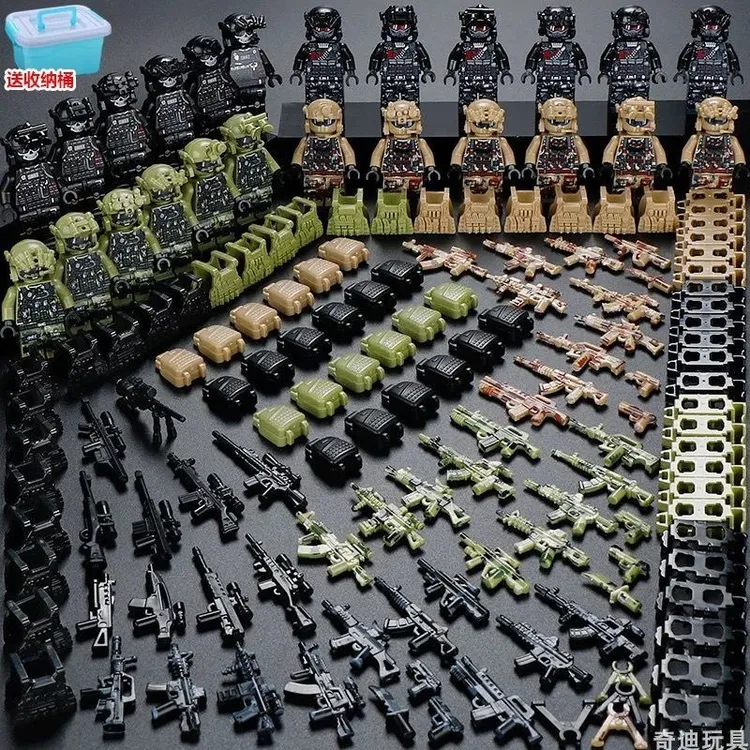 幽灵迷彩特警积木特种兵军事人仔小颗粒拼装益智男孩儿童玩具礼物