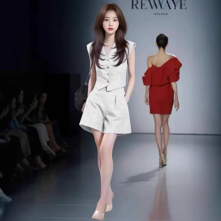 夏装搭配一整套盐系小香风时尚洋气穿搭小个子显高显瘦遮肉两件套