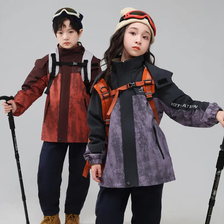 冲锋衣儿童套装三合一套装可脱卸户外服装小学生校服幼儿园服班服