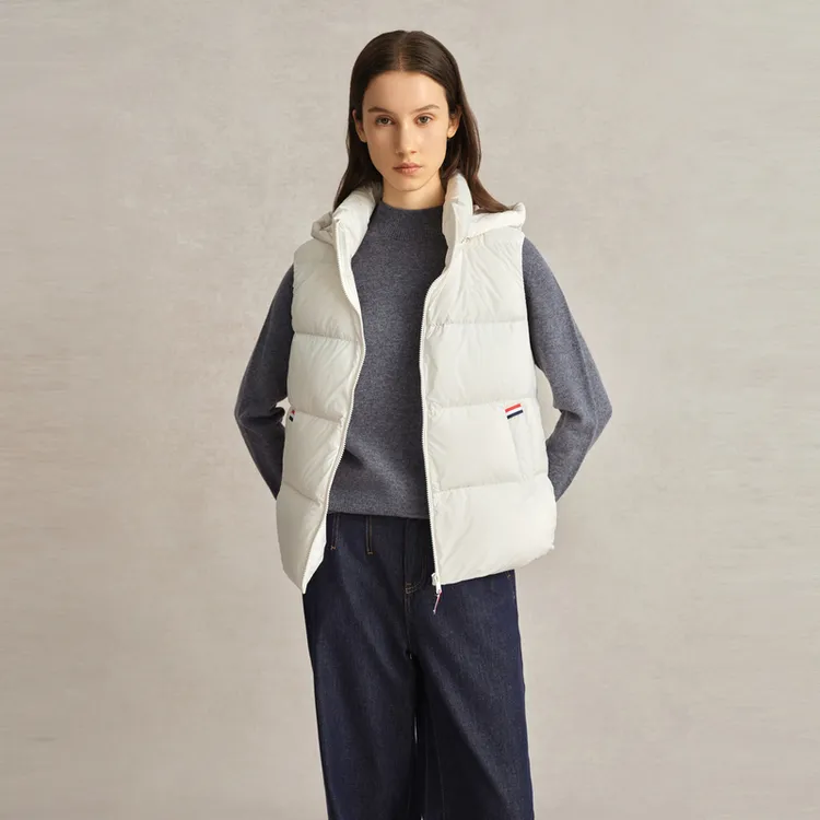 POLOWALK冬季新款加绒时尚气质保暖女士羽绒连帽马甲AH1W44400111