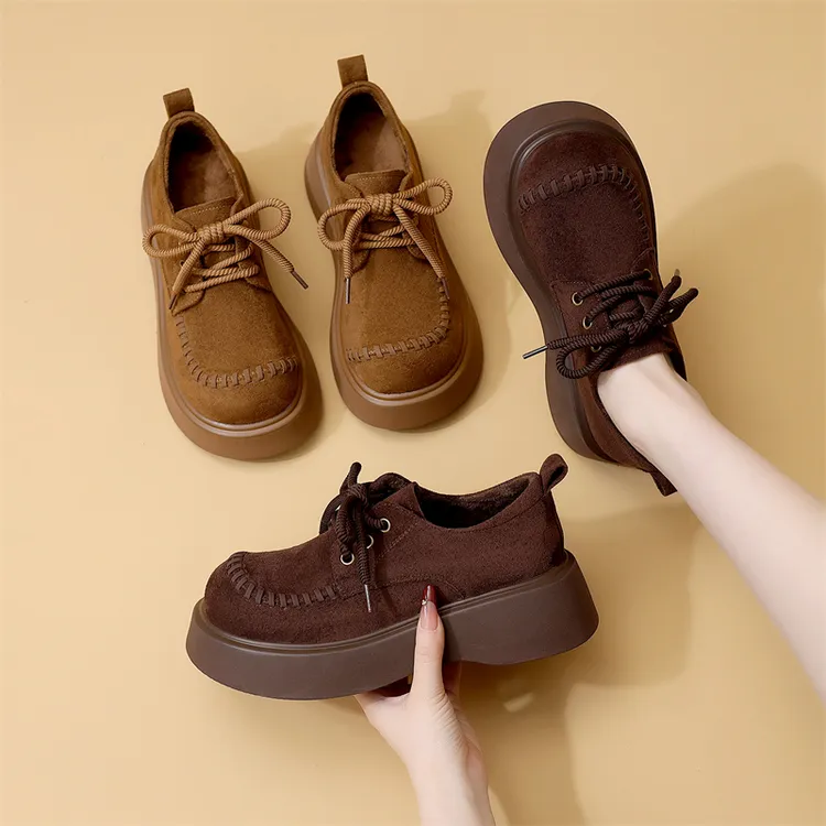 高级感复古厚底勃肯单鞋女2025秋冬新款加绒软底不累脚圆头乐福鞋