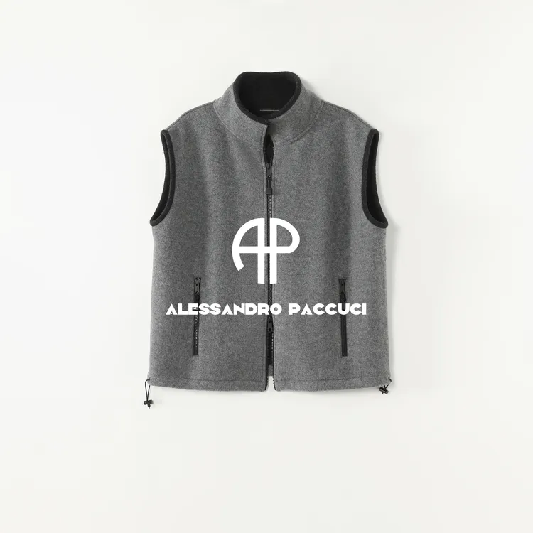 AP洛哥54074MJ【大版】 黑标/绵羊毛双面摇粒立领时尚抽绳拉链马甲