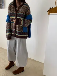 24冬季新款提花质感拼色宽松百搭开衫8151