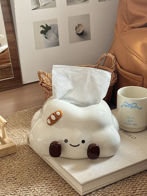 云朵纸巾盒陶瓷客厅高颜值纸抽盒抽纸盒家用签筒可爱创意餐巾纸盒