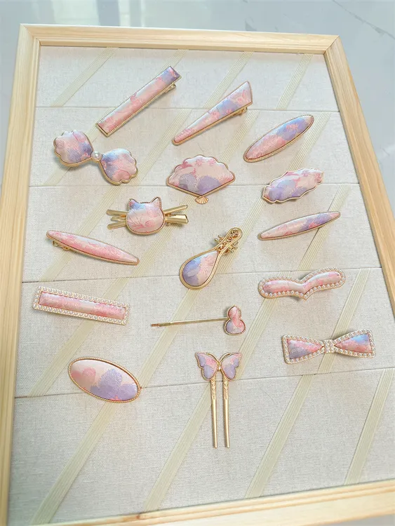 纯手工新中式宋锦发夹高级感国风高端弹簧复古夹子头饰发饰