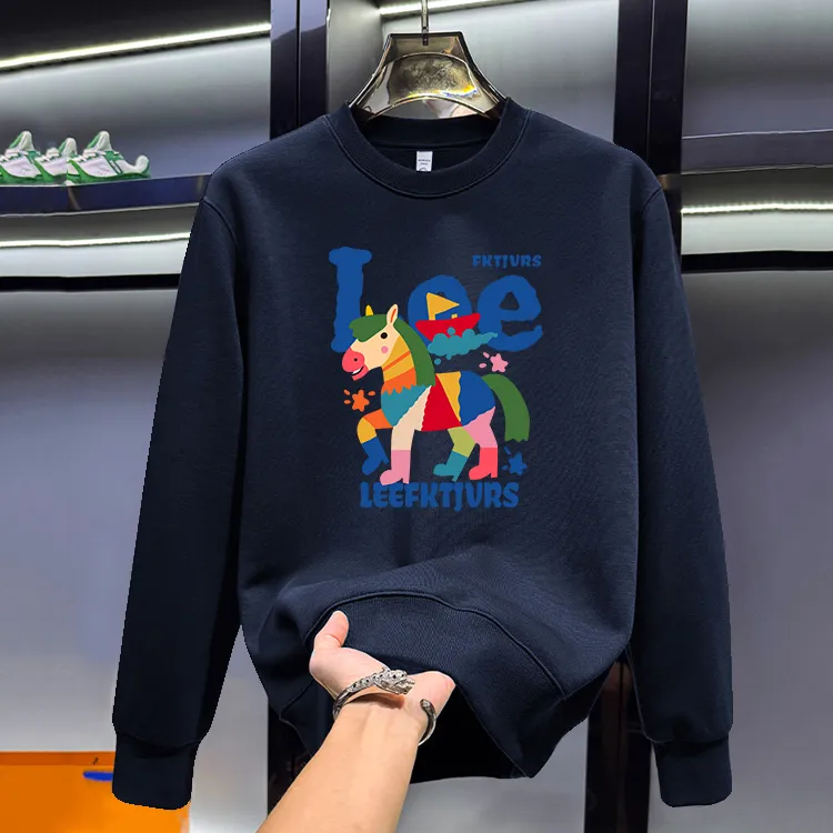 2025新款秋冬潮牌爆款圆领卫衣男款潮流休闲男士加绒保暖长袖上衣