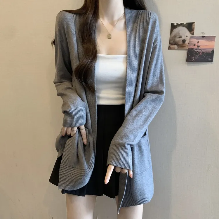 高级感针织开衫毛衣外套大码女装2025秋季新款胖mm中长款外搭上衣