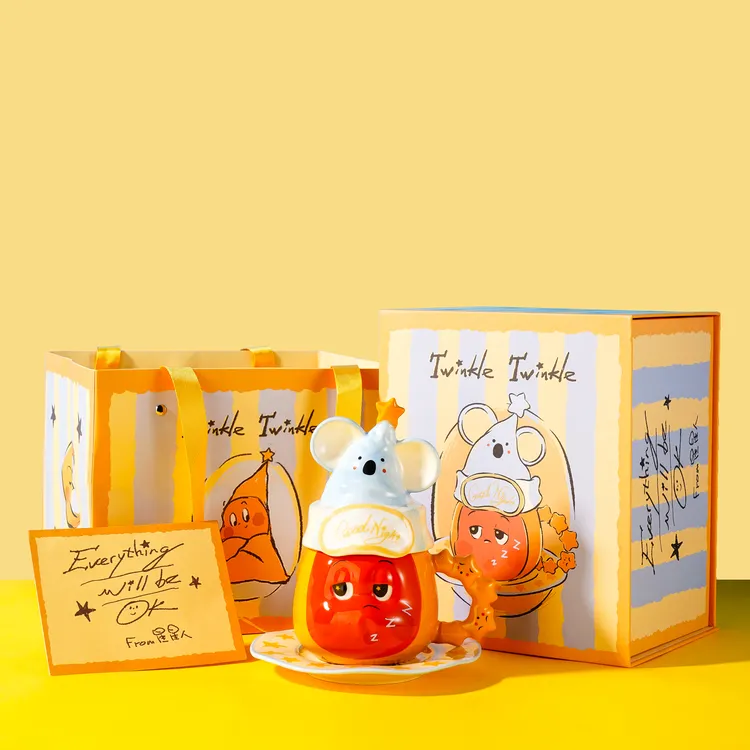 星星人联名杯子带盖生日礼物女生马克杯带盖陶瓷杯情侣水杯办公室