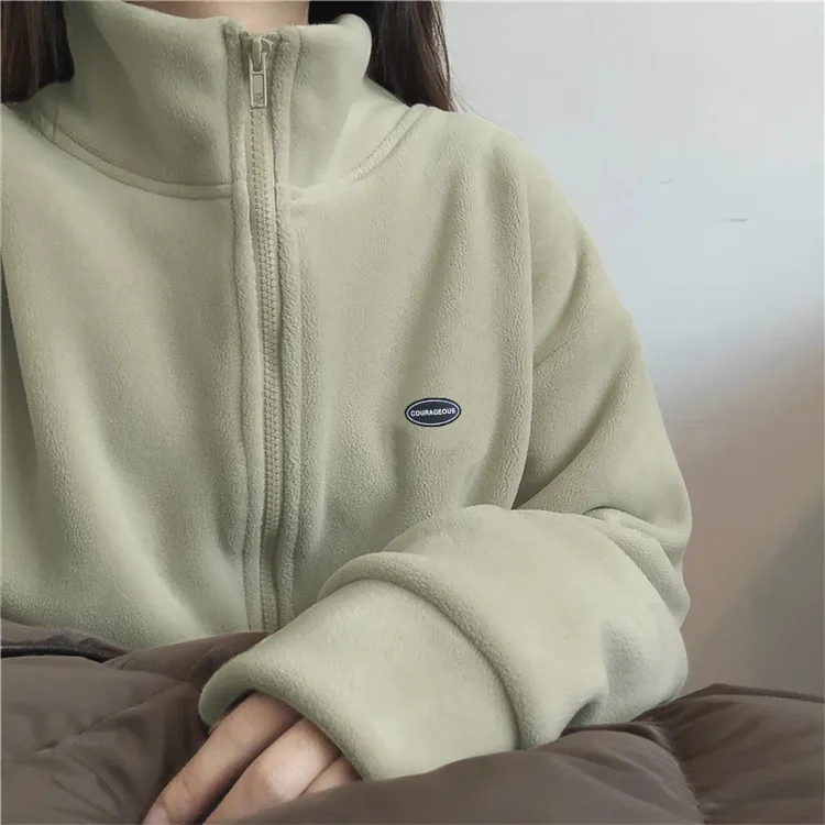 摇粒绒外套女2025新款秋冬抓绒冲锋衣内胆卫衣内搭颗粒珊瑚加绒厚