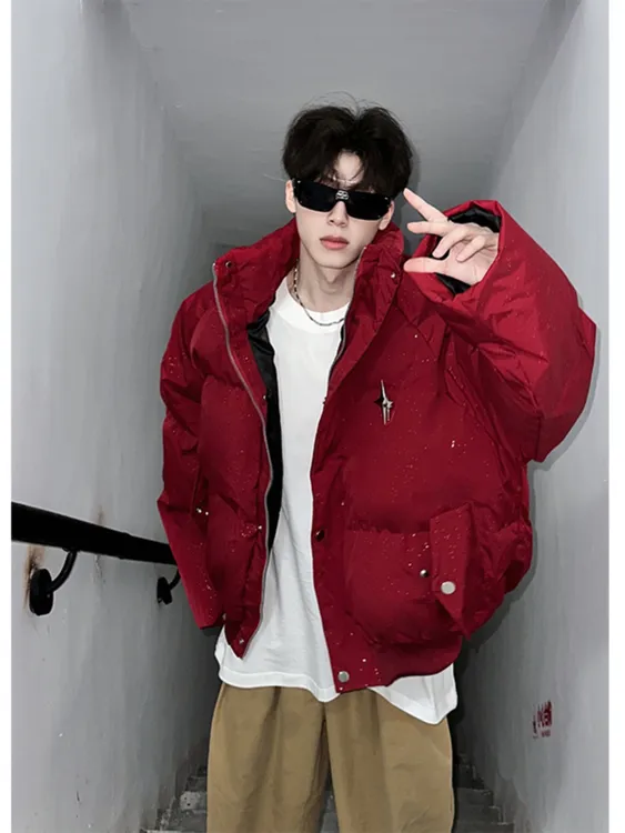 满天星棉服男2025冬季新款加厚保暖棉衣外套美式高街宽松休闲棉袄