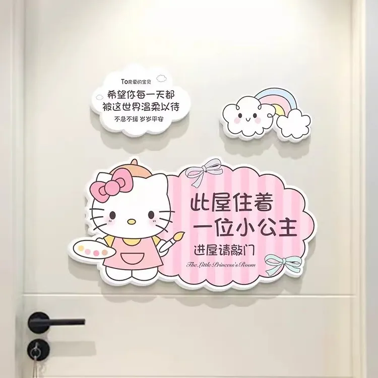 卧室门装饰小公主房间门牌创意儿童机器猫装扮创意墙贴遮洞立体LX