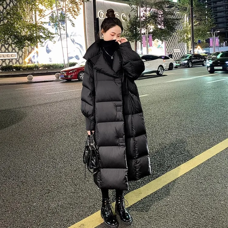 羽绒服女过膝中长款复古2025冬季新款加厚欧洲站高级大翻领批