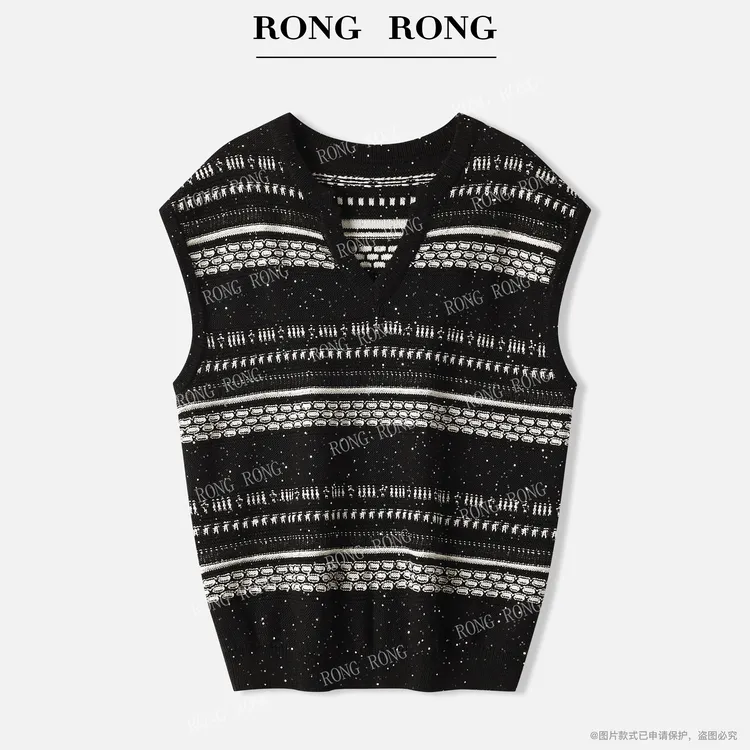 溶溶【星河交织】RONGRONG双色交织珠片纱V领宽松时尚马甲ZGQ6B2959