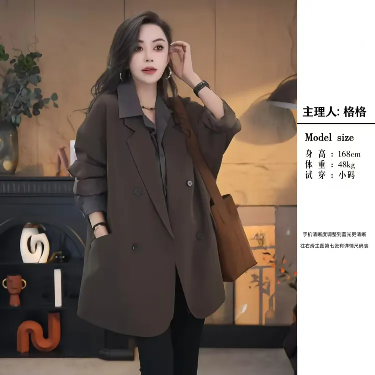 【格小姐】9721-11秋新款韩版流光风时髦大版翻领宽松西装韩系穿搭