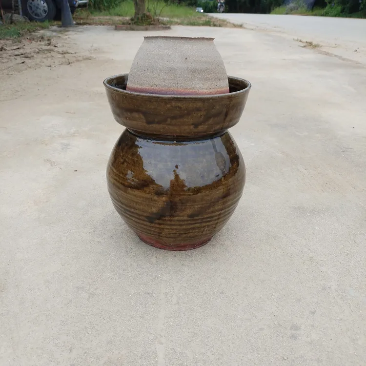 非遗柴烧纯手工釉变高端腌菜坛9斤左右容水量