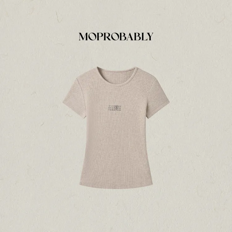Moprobably李予诺「序号主义」简约百搭时尚圆领短袖T恤L5347012