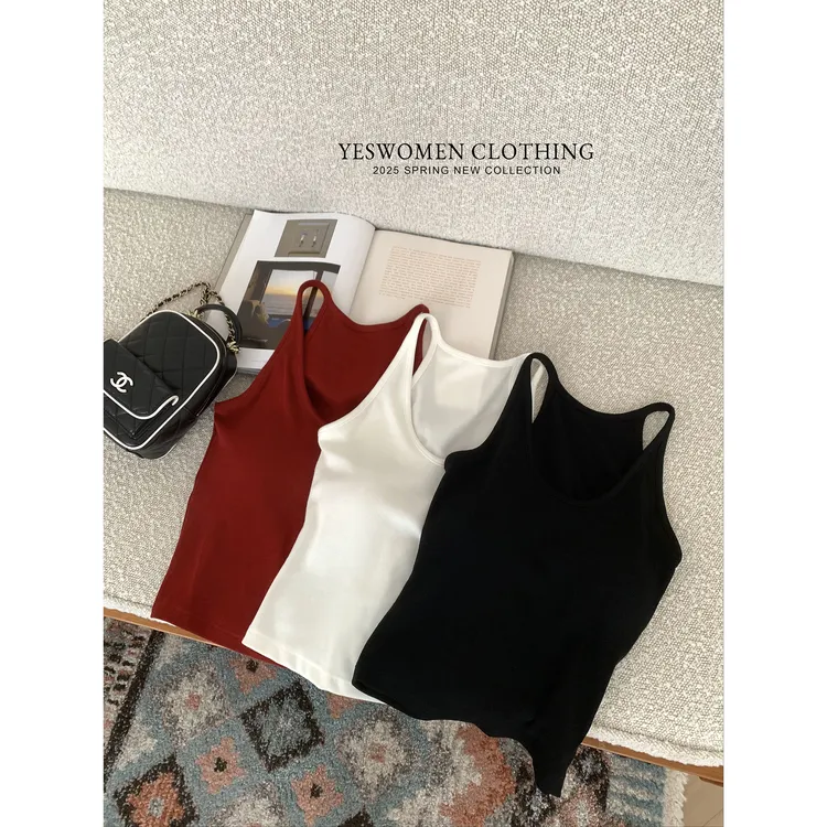 YESWOMEN6.16工字螺纹背心大U领修饰脖颈自带固定bra XY0056B3670
