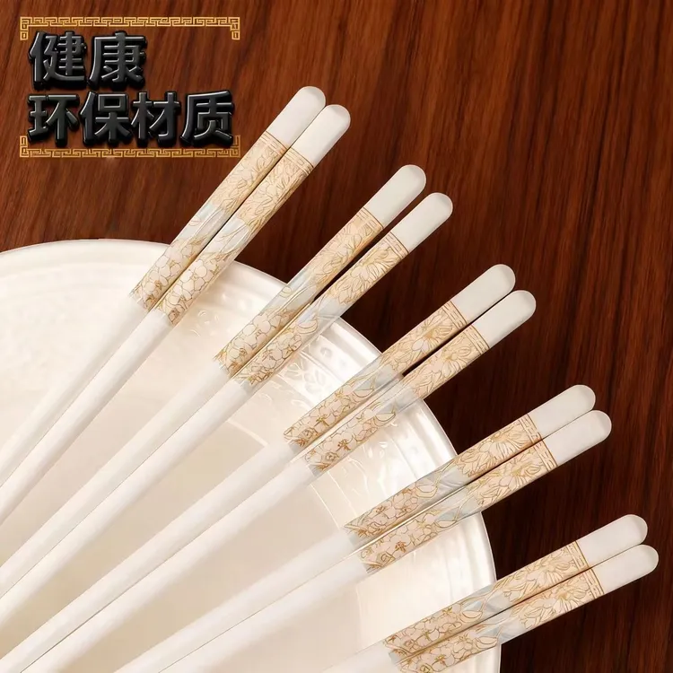 源头工厂时光漫步陶瓷筷子耐高温防霉防滑家用高档瓷筷健康餐具