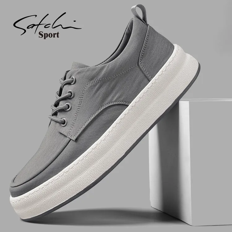 沙驰厚底休闲布鞋男款2025年秋季新款男士增高百搭运动鞋潮男鞋子