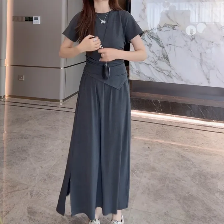 2025新款气质高级系带修身气质修身抽绳套装LK2502710