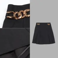凯特丝蓓577#高奢黑金链条显瘦A字型半裙女
