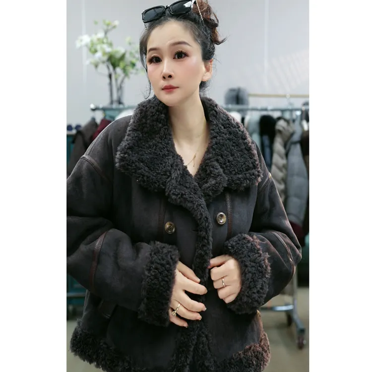 【DaiOu专属】海宁冬季新款加厚巨保暖翻领女士短款外套3687