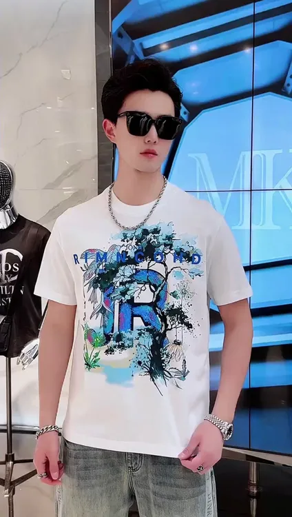 夏季新款潮流时尚百搭休闲男士圆领套头短袖丝光棉修身韩版半袖