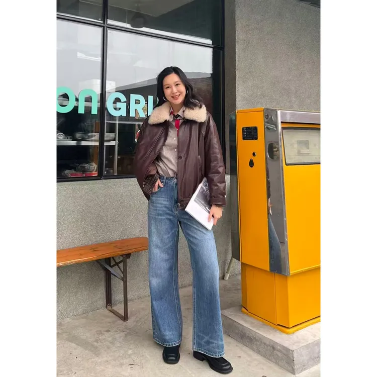 我是摩羯 胖豆豆 A级植鞣羊皮可脱卸90鹅绒山羊绒领秋冬外套