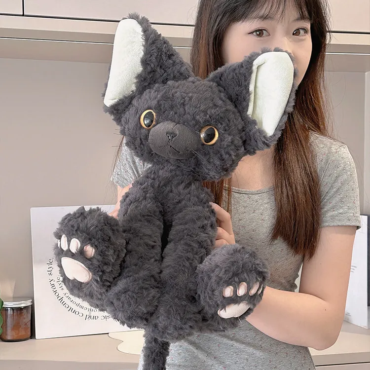 正版黑色德文猫玩偶送男友可爱猫咪毛绒玩具抱睡公仔女生生日礼物