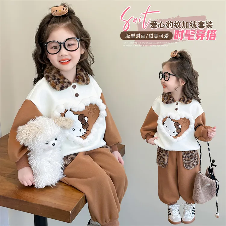 独特洋气时髦女童装秋冬加厚款套装时尚韩范潮流小女孩休闲风套装
