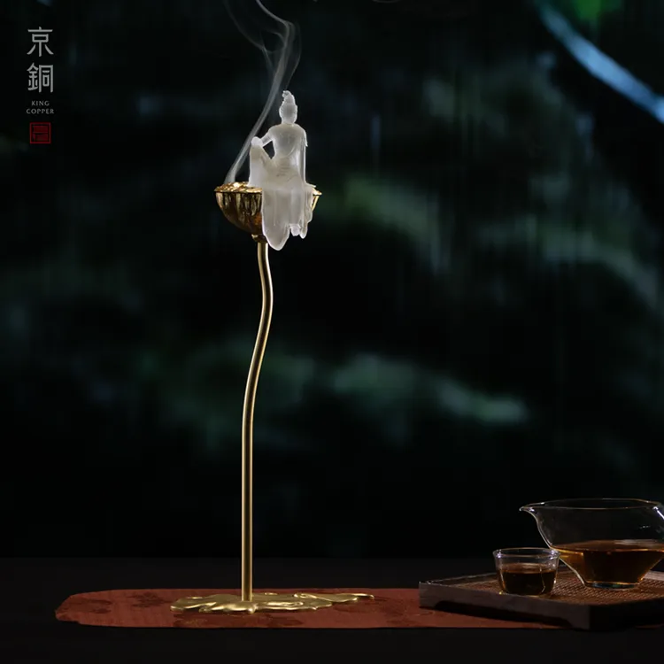 京铜自在香器香炉香道禅意新中式工艺品摆件非遗琉璃纯手工铜摆件